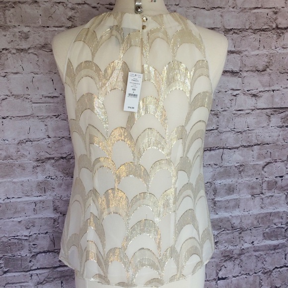 White House Black Market sleeveless shimmery silk date top, S - Picture 4 of 7